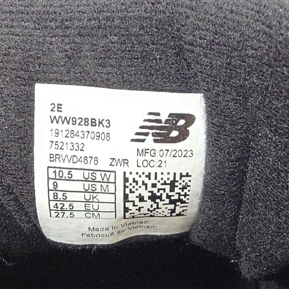 New Balance 928v3 Men’s Sz 9 2E Blk Walking Shoes Rollbar Womens 10.5 New no Box - Picture 11 of 11